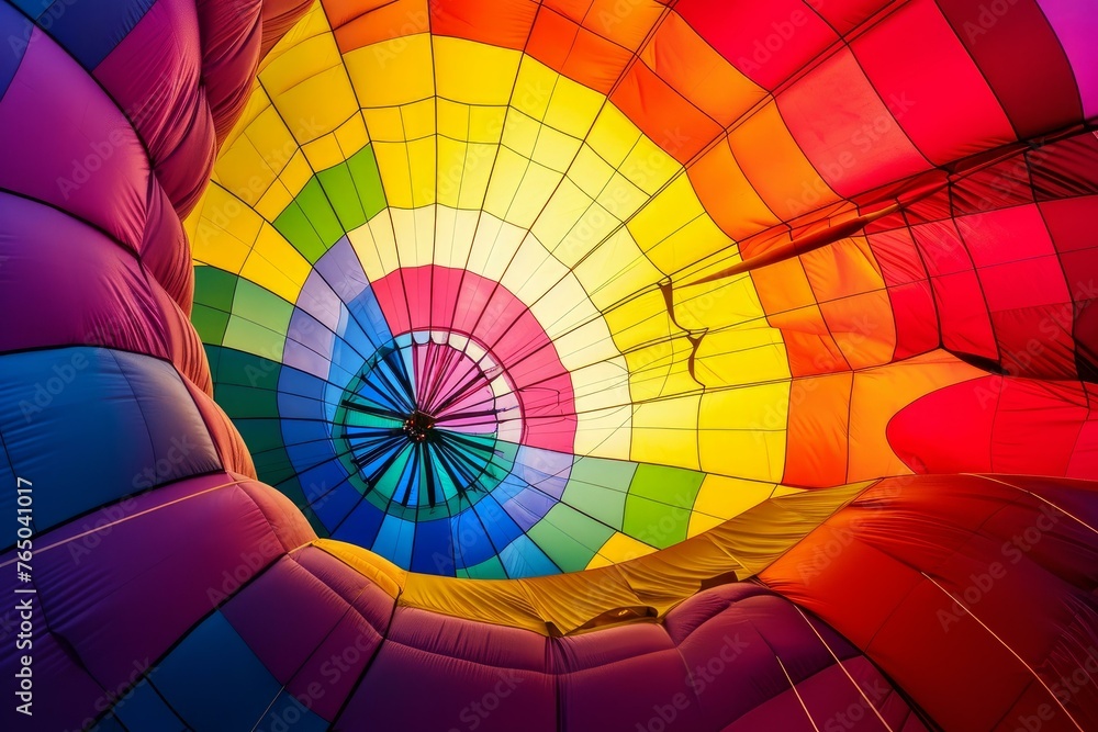 Fototapeta premium Majestic Air balloon flying. Adventure mountain scenic. Generate Ai
