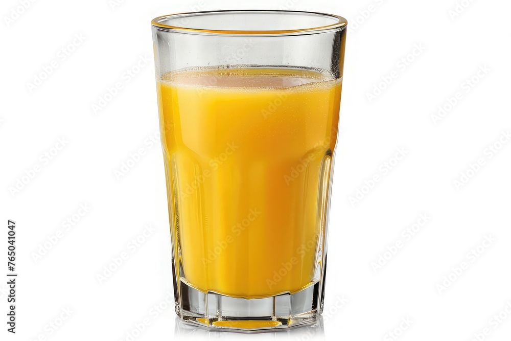 A glass of orange juice on white background. Drinks on white: