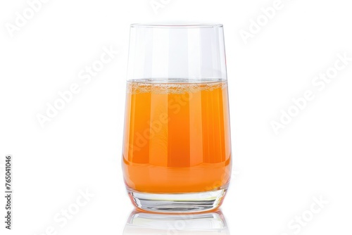 A glass of orange juice on white background. Drinks on white: