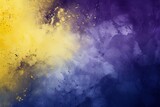 Indigo and yellow watercolour splatter background, purple yellow