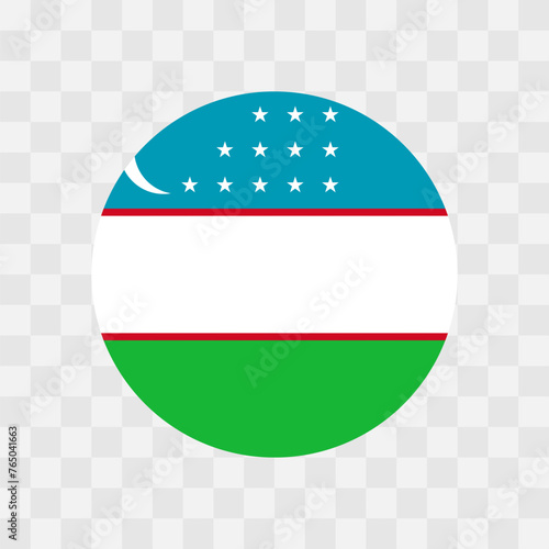 Uzbekistan flag - circle vector flag isolated on checkerboard transparent background