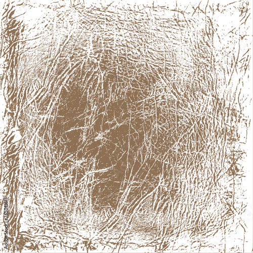Shabby scratched square leather texture on transparent background. Rough grunge vector brown monochrome pattern for overlay