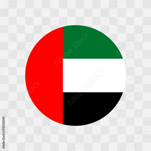 United Arab Emirates flag - circle vector flag isolated on checkerboard transparent background