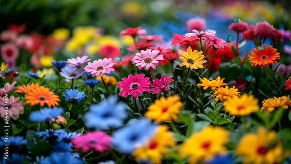 Beautiful colorful flower garden with flying butterflies. seamless looping 4k time-lapse animation video background Beautiful colorful flower garden with flying butterflies. seamless looping 4k time-lapse animation video background