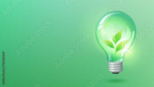電球の中に植物が生えたエコのイメージの背景イラスト