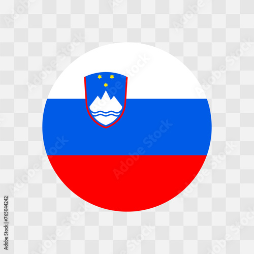 Photography Slovenia flag - circle vector flag isolated on checkerboard transparent backgrou