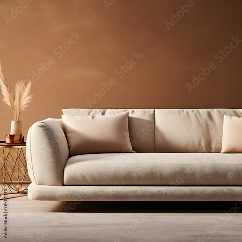 Soft Stone Beige Sofa. Generative AI. © C OOI