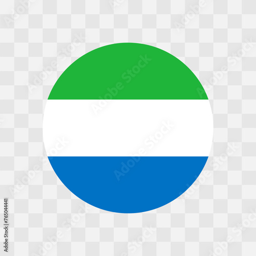 Sierra Leone flag - circle vector flag isolated on checkerboard transparent background photo