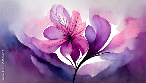 beautiful minimalist purple-pink gradient and drawing of abstract colorful watercolor