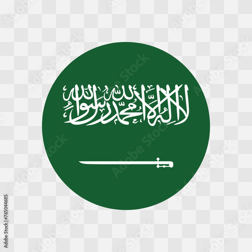 Saudi Arabia flag - circle vector flag isolated on checkerboard transparent background