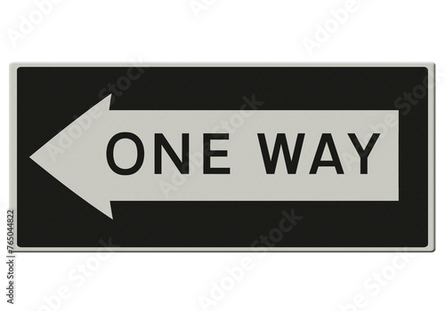 Digital illustration - Road sign cut out - One way left USA