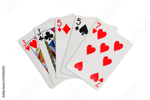 Two pairs playing cards on transparent background