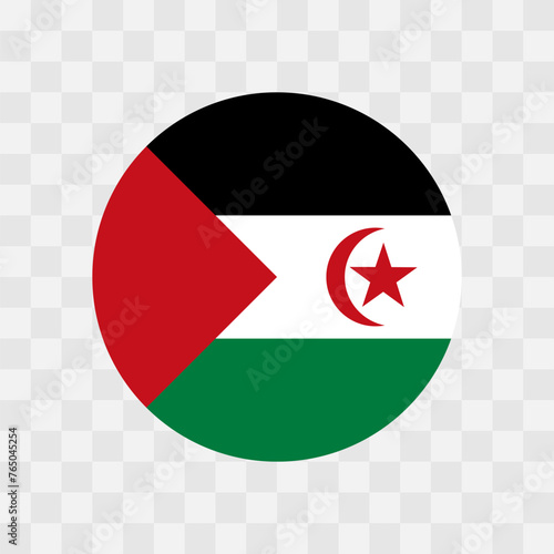 Sahrawi Arab Democratic Republic flag - circle vector flag isolated on checkerboard transparent background