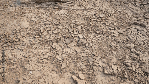 Dry barren and cracked soil surface texture