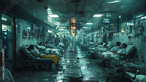 a very busy emergency room with many sick patients,generative ai