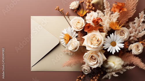 pale flowers with envelope