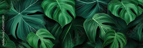 Background of green big leaves