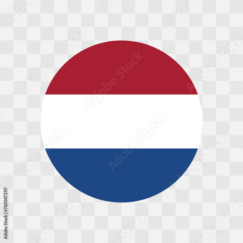 Netherlands flag - circle vector flag isolated on checkerboard transparent background