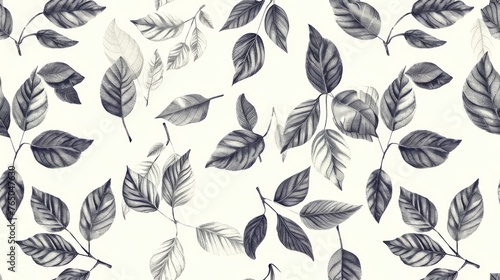 Drawing of Leaves on a White Background