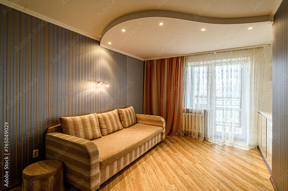 Fototapeta premium standard interior apartment. living room with sofa