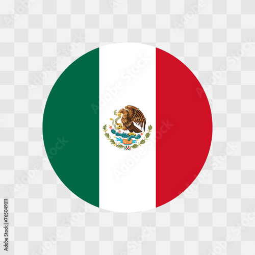 Mexico flag - circle vector flag isolated on checkerboard transparent background