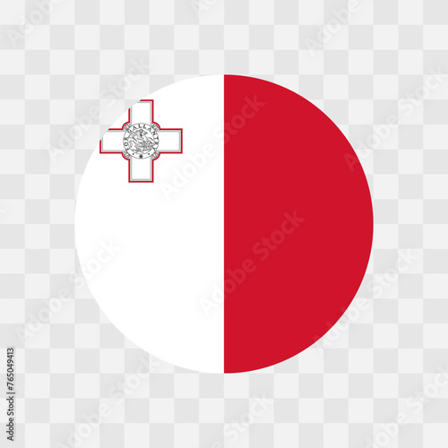 Malta flag - circle vector flag isolated on checkerboard transparent background