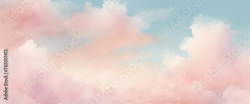 Watercolor Sky Banner - Soft Clouds on Canvas