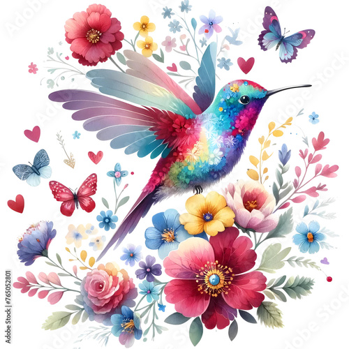 bird with flower boho