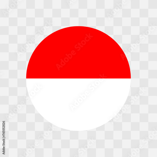 Indonesia flag - circle vector flag isolated on checkerboard transparent background