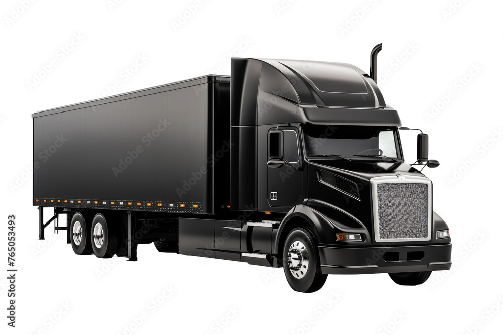 Midnight Beast: Black Semi Truck Against Blank Canvas. Midnight Beast: Black Semi Truck Against Blank Canvas.