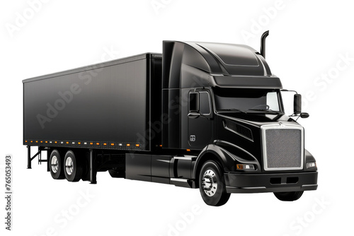 Midnight Beast: Black Semi Truck Against Blank Canvas.