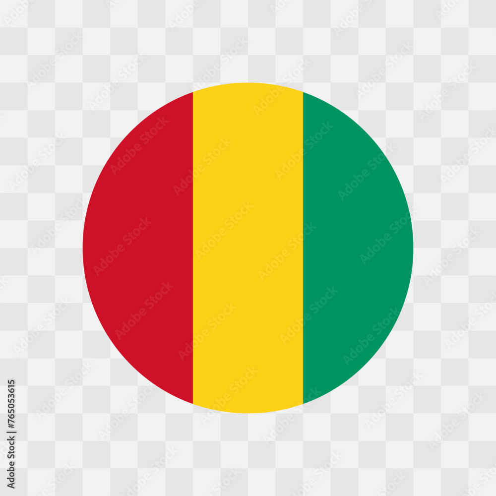 Fototapeta premium Guinea flag - circle vector flag isolated on checkerboard transparent background