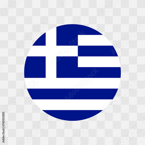 Greece flag - circle vector flag isolated on checkerboard transparent background