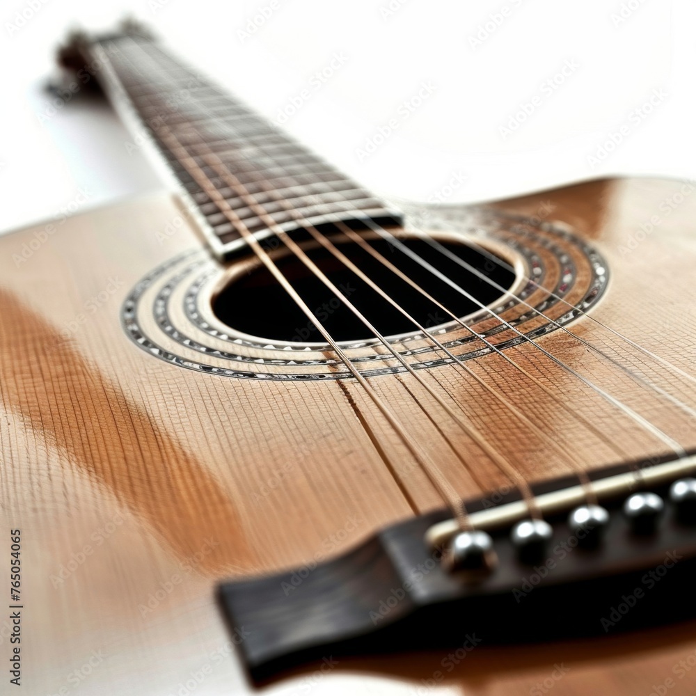 Obraz premium Close Up of Guitar on White Background