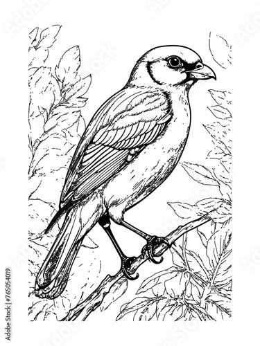 Vector illustration of a bird in simple line art style. © Mulyadi Lim