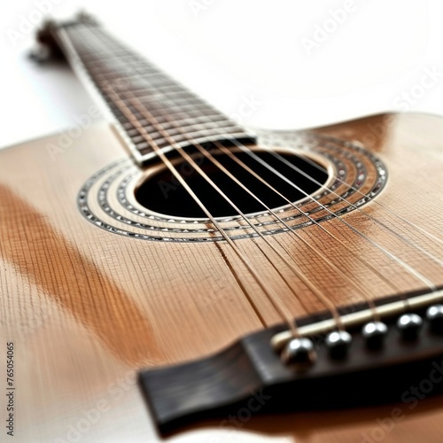 Close Up of Guitar on White Background