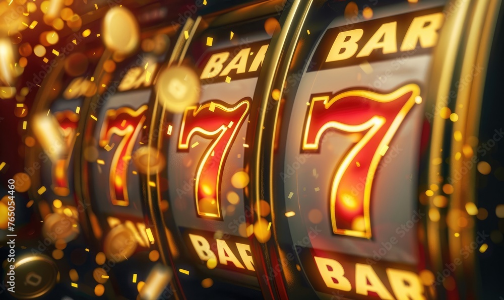 Casino slot machine showing 777 Casino slot machine showing 777