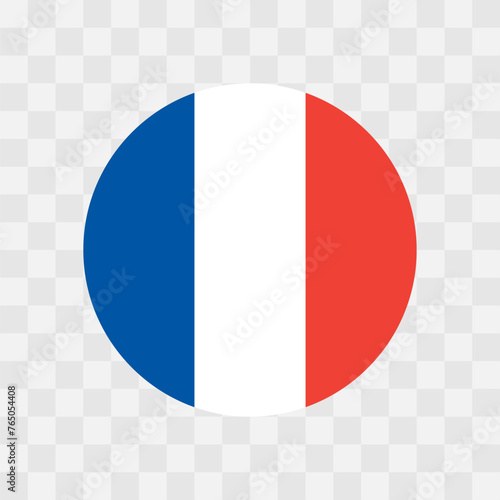 France flag - circle vector flag isolated on checkerboard transparent background