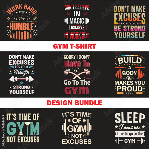 Gym T shirt Vector Design Bundle and Graphics for Free Download (ID: 765054449)