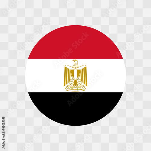 Egypt flag - circle vector flag isolated on checkerboard transparent background