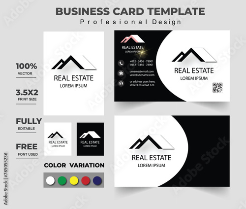 Real estate icon logo template illustration design and business card