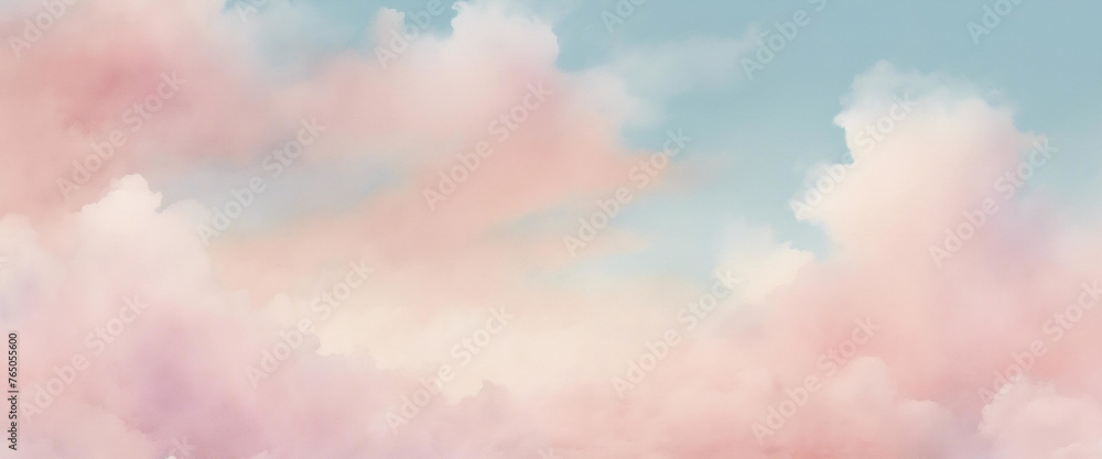 Watercolor Sky Banner - Soft Clouds on Canvas