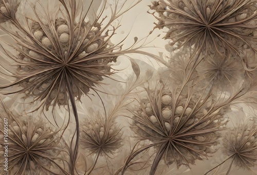 Large Dried Flower Head with Radiating Lines, Generative AI