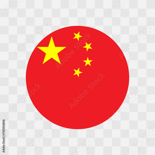 China flag - circle vector flag isolated on checkerboard transparent background