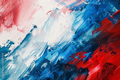 Abstract red white blue acrylic painting background. generative ai