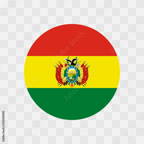 Bolivia flag - circle vector flag isolated on checkerboard transparent background
