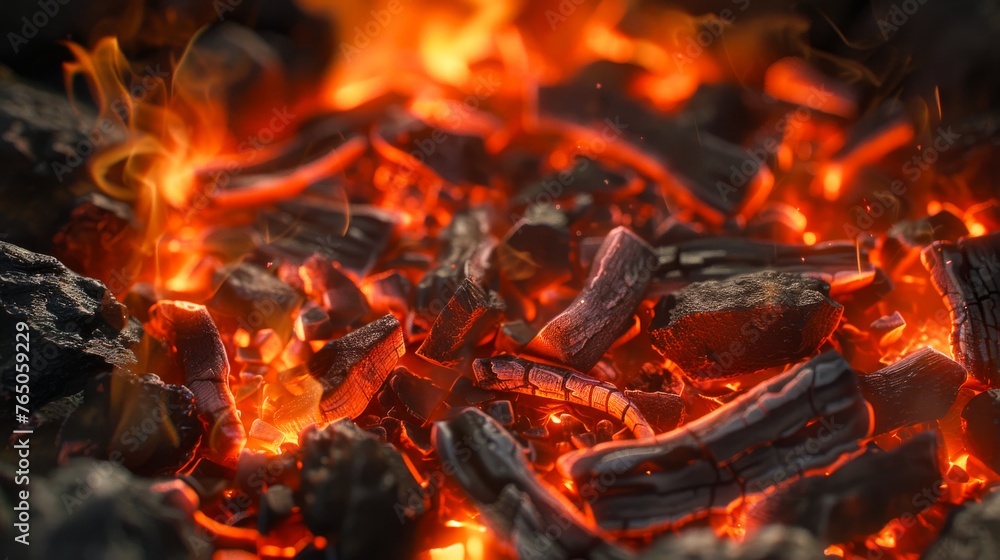 The fiery glow of embers in a smoldering fire pit The fiery glow of embers in a smoldering fire pit