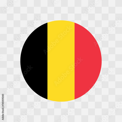 Belgium flag - circle vector flag isolated on checkerboard transparent background
