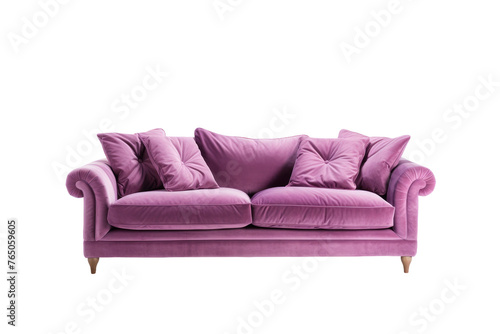 The Regal Purple Haven: A Luxurious Couch With Plush Pillows. © Awais