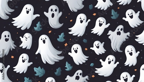Colorful cartoon ghosts in a seamless repeat pattern wallpaper